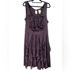 Chic NWT Anthropologie Ric Rac Gray Vapor Ruffle Dress size M